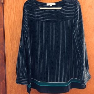 Loft- Navy and Turquoise Blouse